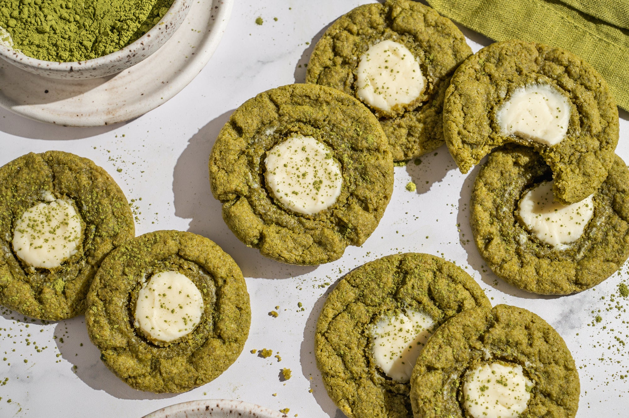 Matcha Thumbprint Cookies